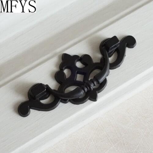 MFYS 2.5" Drop Bail Dresser Drawer Pulls Handles Black Antique Bronze Rustic Kitchen Cabinet Door Handle Pull Vintage Furniture