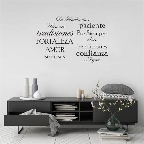 Family Quote Words Wall Sticker La Familia Es Spanish Wall Decal Set Home Decoration Vinyl Art Mural RU4016