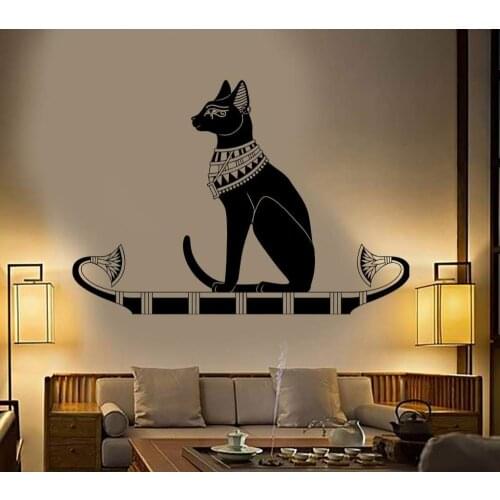 Wall Decoration Animal Wall Decal Stickers Bedroom Decor Ancient Egypt Egyptian Cat Poster Vinyl Art Removeable Mural D542