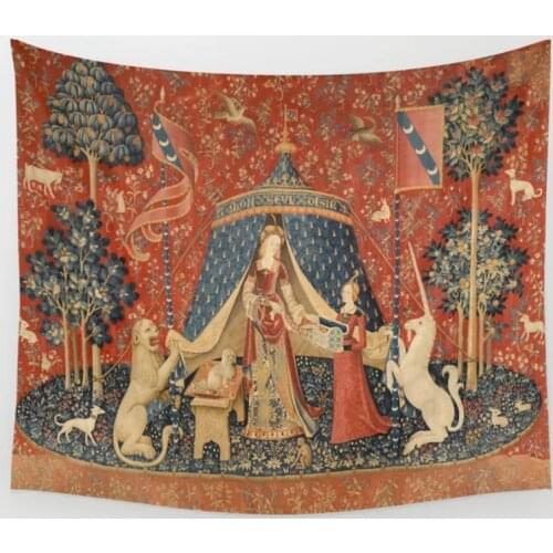 The Lady And The Unicorn Wall Tapestry Wall Hanging Wall Decor Bedspread Wall Art Coverlet Bedding Curtain Personalized Table