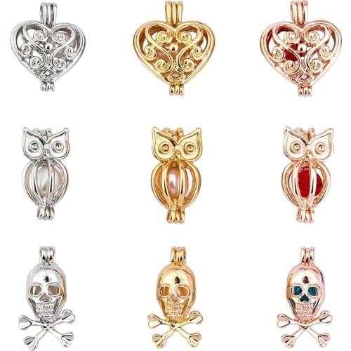 New Fashion Skeleton Love Owl Pearl Alloy Pendant Suitable for pearl, womens and mens jewelry gifts