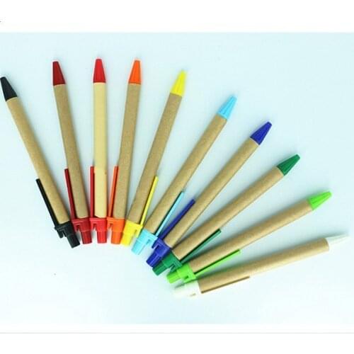 Wholesale 200pcs/lot kawaii ballpoint pen kraft paper press pens for school office writing stationary supplies promotion gift