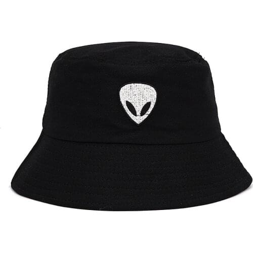 2021 Fashion Embroidered Alien Foldable Cotton Bucket Hat Men Woman Beach Sun Hat Street Headwear Fisherman Outdoor Cap Hat