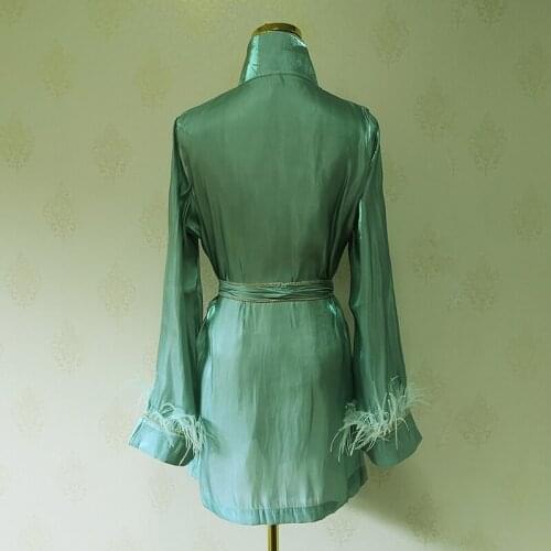 Runway Fashion Pajamas Casual Spring Autumn Feather Tassle Sashes Gold Line Cardigan Long Vintage Blouse