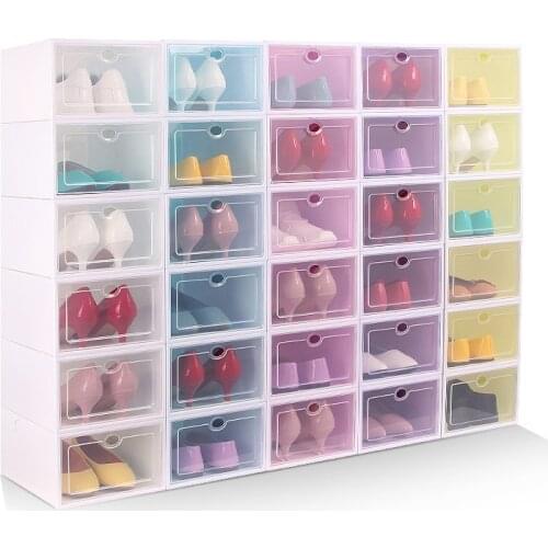 Household Transparent Plastic Shoe Box Shoe Storage Box Shoe Box Shoe Box Flip Cover Drawer Shoe Storage Artifact Thickening
