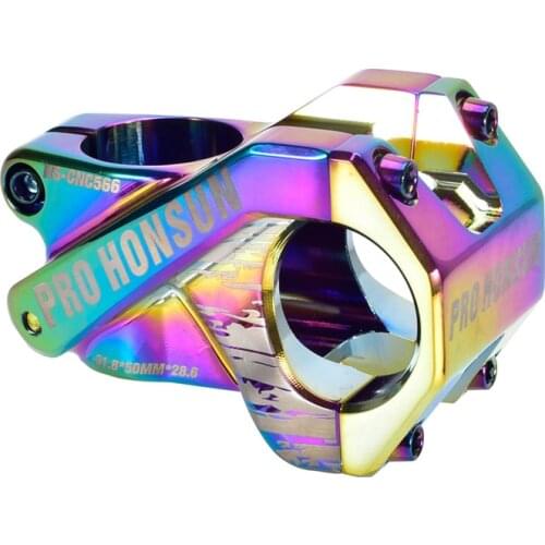 Rainbow Bicycle Stem CNC Enduro 31.8*50mm Mountain Bike Stem 0 Degree Colorful Bike Hanldebar Stem For XC AM DH FR MTB Bike