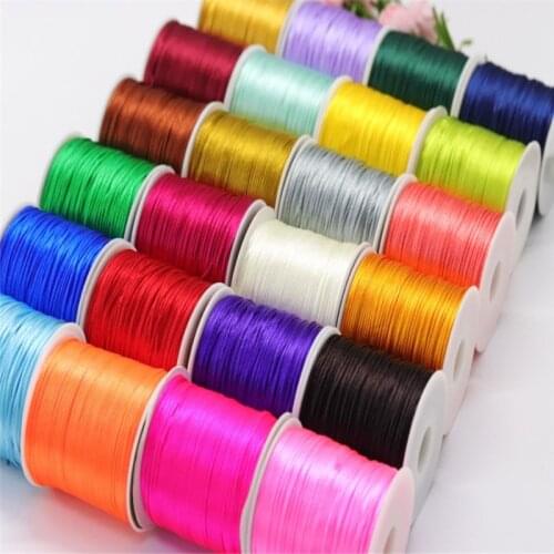 1mm Rope Satin Rattail Polyester Nylon Cords String Chinese Knot Cord DIY Bracelet Jewelry Making Supplies 50meters roll