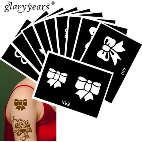 10 Pieces/Set Henna Tattoo Stencil Wings Pattern Paste Drawing Lady Body Art Tattoo Stencil Sexy Product Waterproof 2019 HN#34