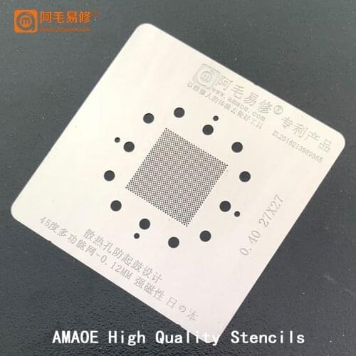 Amaoe Universal Solder Template BGA Reballing Stencil Multi Function BGA Stencil 0.40 27*27 45 Degree Hole