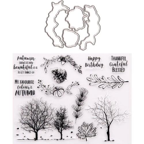 YINISE RUBBER Clear Stamps CUTTING DIES for Scrapbooking STENSICLS TREES DIY PAPER Album Cards MAKING EMBOSSING Craft Supplies