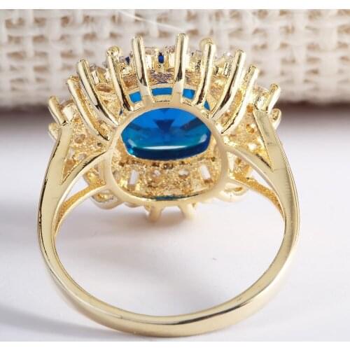 Exquisite Fashion Gold Ring Blue AAAA Zircon Men and Women Ring Jewelry Hip Hop Punk Couple Wedding Jewelry 925 Silver Ring