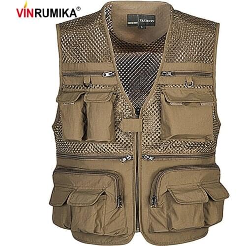 2020 Mens Outdoor Army Tactical Camouflage Multi Pocket Vest Jacket Man Summer Travel Photography Fishing Mesh Waistcoats Vests