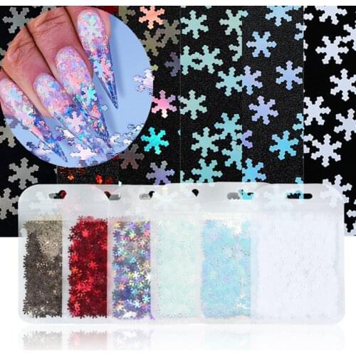 1Bag Winter 6mm Snowflakes Autumn Nail Glitter Christmas New Year Nail Art Decoration Rhinestone Manicure Accessory Nail Design