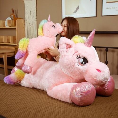 1Pcs 100cm-120cm Giant Pink Unicorn Plush Toys Soft Horse Skin Popular Birthday & ValentineS Gifts For Girls KidS Toy