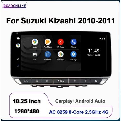 ROADONLINE 10.25 inch For Suzuki Kizashi 2010-2011 Gps Stereo Car Multimedia Player Radio Android Octa Core 4+64G
