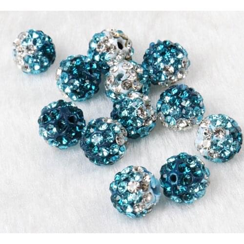 10mm Blue White Clay Paved Crystal Disco Rhinestone Ball Shape Beads DIY For Bracelet jewelry making 10pcs/lot