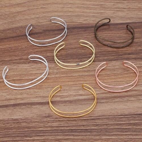 10pcs DIY Copper Double Wire Bangle Bracelet Base Blanks Cuff Bracelet Settings For Men Women Hand Crafts Jewelry Accessories