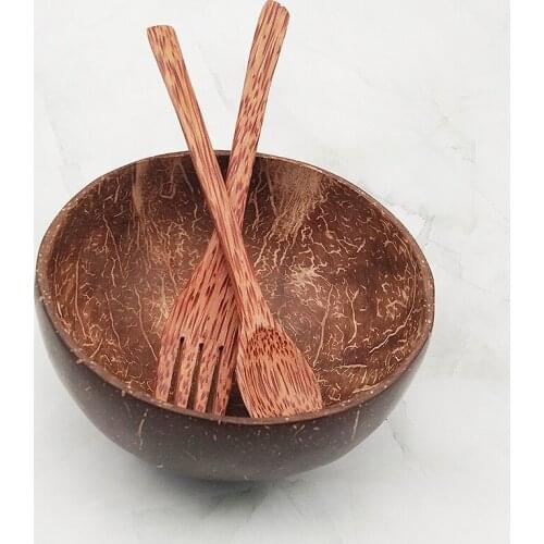 100% natural coconut, exquisite handicrafts, household tableware, bowl, fork and spoon set, ramen, fruit soup porridge rice bowl