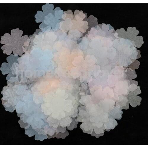 100pcs Tulle Chiffon Flower Shape Embellishment for DIY Hair Accessories Headwear