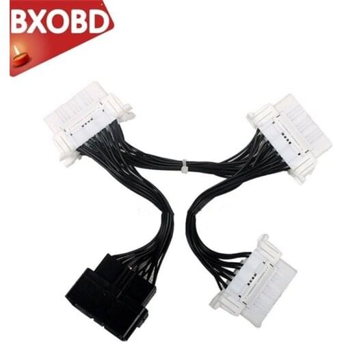 2020 OBD2 16PIN Male to 3 Female For ELM327 Car Diagnostic Cable Electronic Wire Cable OBD2 16PIN White Wire Connector Adapter