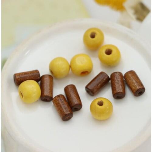 30 PCS Round Cylinder Wooden Beads Connector Charms Diy Handmade Accessories For Jewelry Making 12x6mm 9x10mm