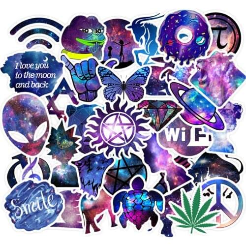 35Pcs Starry Sky PVC Cartoon Graffiti Stickers Toys For Laptop Computer Decals Skateboard Refrigerator Waterproof Sticker Decor