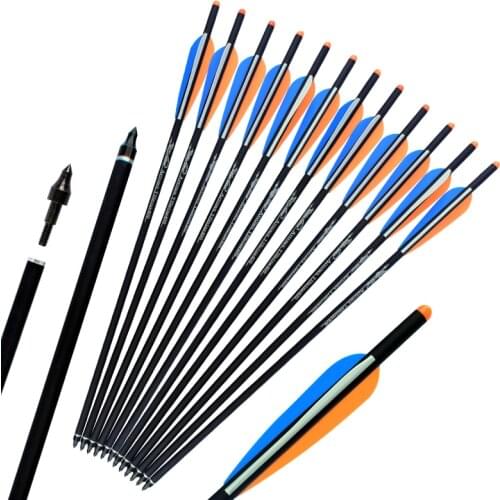 6/12pcs Archery Crossbow Carbon Arrows Bolts 16/20 Inches Spine 400 for Crossbow Hunting and Shooting