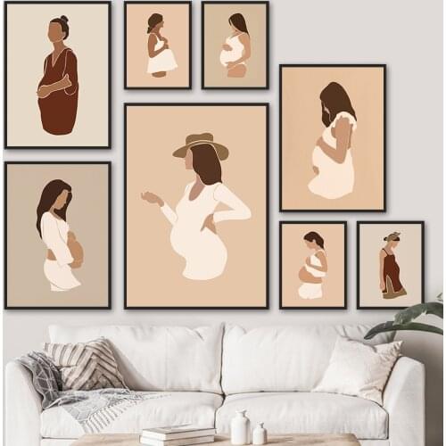 Woman Pregnancy Mom Baby Love Abstract Wall Art Canvas Painting Nordic Posters And Prints Boho Pictures For Living Room Decor