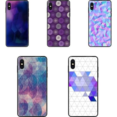 Black Soft Personalized Pattern Bright Violet Geometric For Apple iPhone 11 12 Pro X XR XS MAX 5 5S 5C SE 6 6S 7 8 Plus