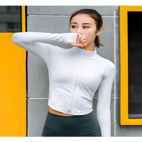 Damdos autumn winter fitness jacket short yoga running training speed dry clothes long sleeve professional sports fitness clothi
