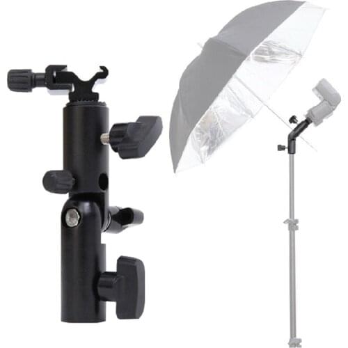 Photo Umbrella Speedlite Flash Holder Hot Shoe Bracket w/ umbrella Hole + Screw Adapter L Type