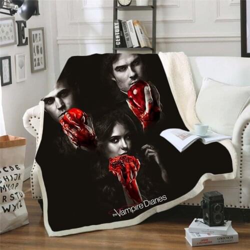The Vampire Diaries 3d printed fleece blanket for Beds Hiking Picnic Thick Quilt Bedspread Sherpa Throw Blanket style-4