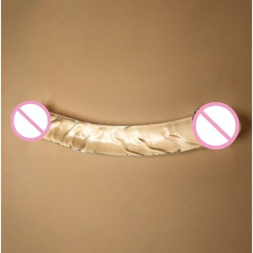 50LF Glass Double Dildo Realistic Glass Plug Double Stimulate Female Masturbator Glass Butt Plug Sex Toys
