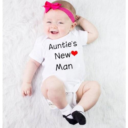 Aunt New Man Infant Baby Girl Boy Romper Outfit Clothes Letter Print Cotton Toddler Boys Girls Summer Fashion Baby Onesie 0-24M