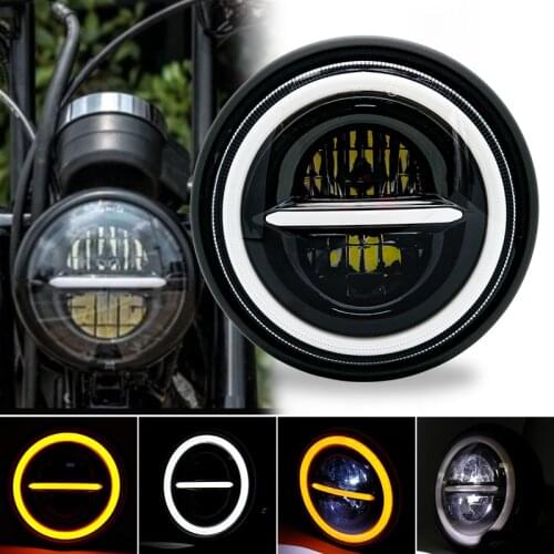 7.5 Inch 7 inch Motorcycle LED Headlight Universal Motor 7.5" Black Headlamp for Cafe Racer Bobber Honda