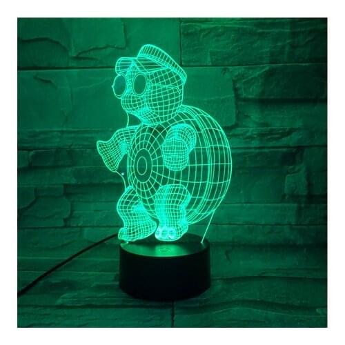 Cartoon 3D Innovative Cute Tortoise Night Light Atmosphere Table LED Lamp luminaria Colorful Illusion Mood Decorative Gift 512