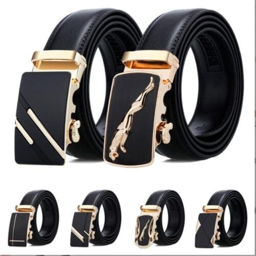 Zpxhyh Famous Brand Belt Men Top Quality Genuine Luxury Leather Belts for Men,Strap Male Metal Automatic Buckle belt