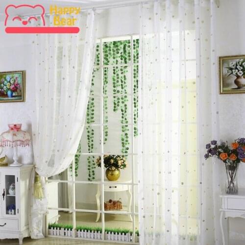 Soft pale folk Tulle Curtain Modern Perspective Window Curtain Polyester Home Decorative Curtains for Bedroom French Window