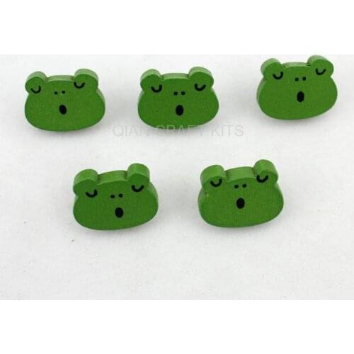 Set of 400pcs Cute head wood wooden Buttons shank button green 18mm cabs,beads,fit for sewing on the education toy MK0095