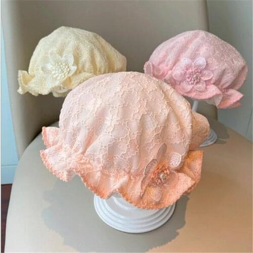 2021 New Cute Baby Girls Fisherman Hat Fashion Summer Newborn Sun Hat Lovely Flower Infants Bucket Cap Girls Princess Hat