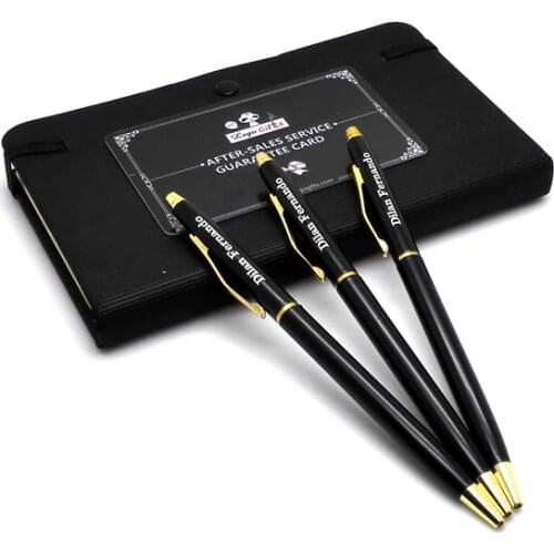 New design + logo text engraved pen best gift for wedding guest 2 colors sliver pen and gold roller ballpoint pens