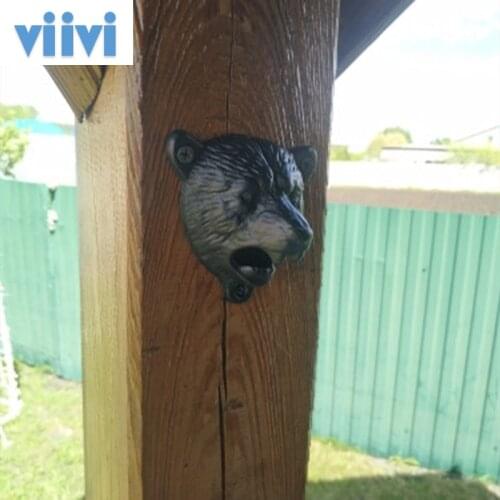 Bottle Opener Cool Beer Creative Bear Head Wall-Mounted Corkscrew Bar Pub Beer Top Bottle Screw Opener Rustic Bottle Wall Decor