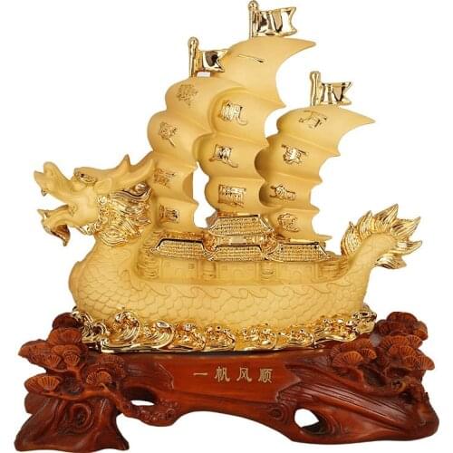 Chinese-style resin sails sailing dragon ornaments home lucky decoration crafts