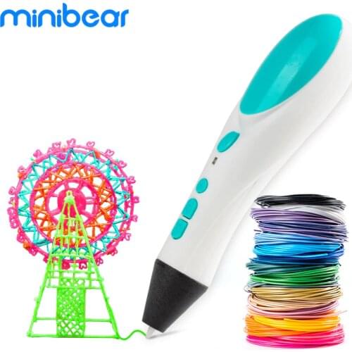 Minibear 3D Printing Pen 20 Colors 100 Meters PLA Filament Kids DIY Drawing Pen For Child Education Puzzle Toys Birthday Gifts
