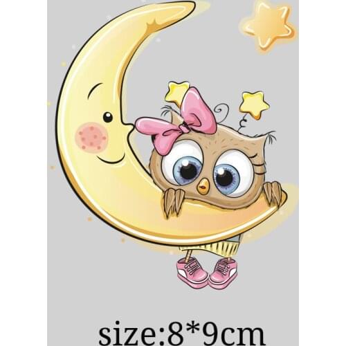 Cute Owl Thermo Stickers Iron-on Transfers Patches For Clothing Textile Vinyl Applique Diy Thermotransfer Stripes On Clothes Set