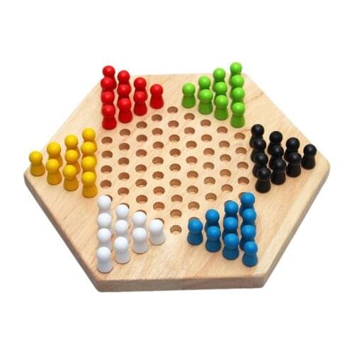 Most Popular Traditional Hexagon Wooden Chinese Checkers Family Game Set