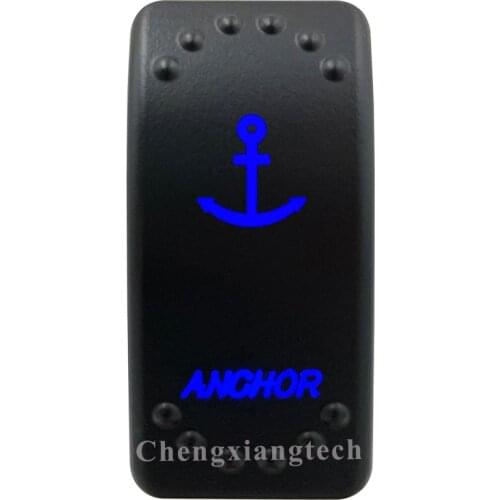 Blue Led Lasor Engraving Anchor Rocker Switch 5 Pin on off 12v 24v SPST for Car Boat Truck