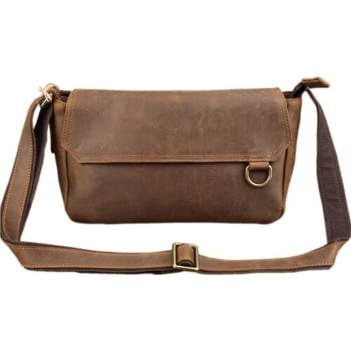 Russia Crazy Horse leather mens shoulder bag horizontal Europen style retro leather mens messenger bag trendy youth satchel