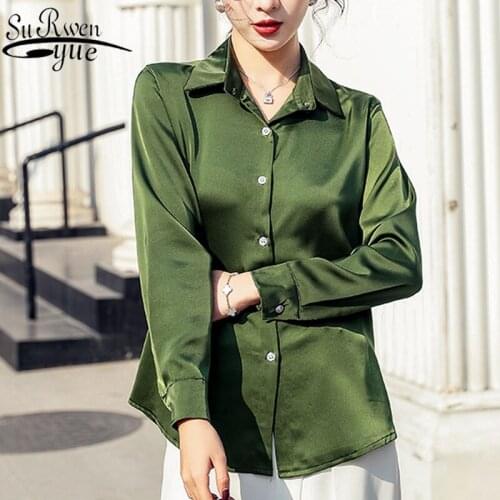 Blusas mujer de moda 2021 black long sleeve tops OL chiffon blouse button Solid Square Collar ladies tops blusas korean 8198 50
