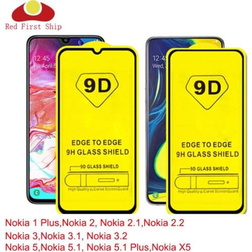 10Pcs/lot 9D Tempered Glass For Nokia 5 5.1 Plus Screen Protector For Nokia 2 2.1 2.2 3 3.1 3.2 full cover film Movie 9H 9D